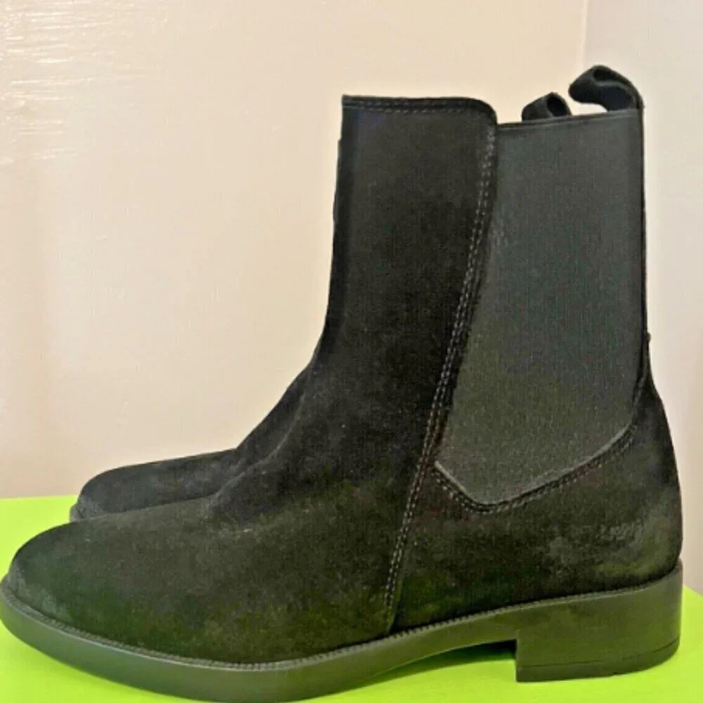 Emanuele Crasto Chelsea Black Italian Leather Distressed Boots NWT